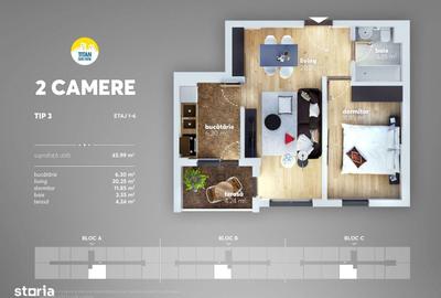 Apartament cu 2 camere decomandat, mobilat în Titan - 3