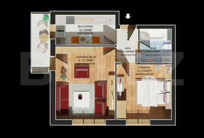Apartament cu 2 camere, 42 mp, cu parcare, zona Nufarul - 18