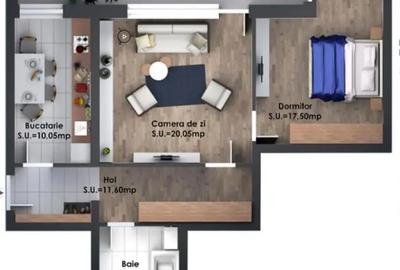Apartament cu 2 camere semidecomandat în Exterior Vest