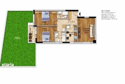 3 camere Fundeni - Dobroesti, 2 gr. sanit., gradina 73mp,bloc 2025! - 1