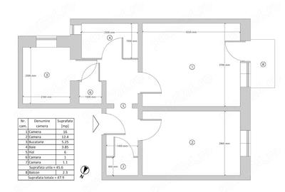 Apartament cu 2 camere decomandat în Crișan - 1