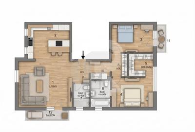 Apartament cu 3 camere decomandat, mobilat în Băneasa - 18