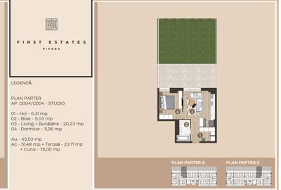 Studio Dublu cu terasa si curte First Estates Pipera - 1