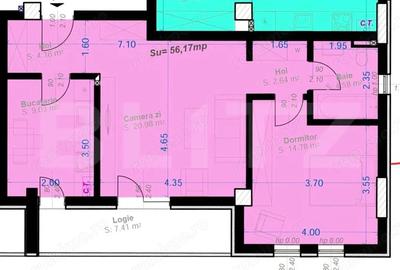 Apartament cu 2 camere semidecomandat în Aradului