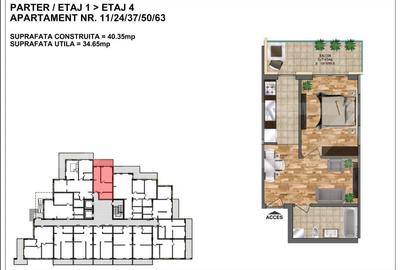 Garsoniera de vanzare - bloc nou, zona Aurel Vlaicu 34 mp + terasa 7,65 - 1