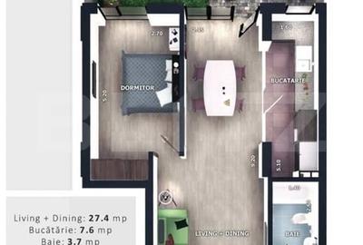 Apartament cu 2 camere decomandat în Florești - 1