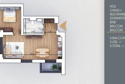 Apartament cu 2 camere semidecomandat în Theodor Pallady - 3