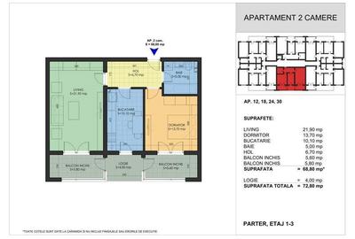 Inchiriez apartament doua camere decomandat, constructie noua, Aparatorii Patriei, 73mp + parcare - 1