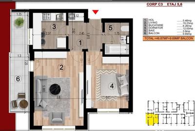 Apartament cu 2 camere decomandat în Popești-Leordeni