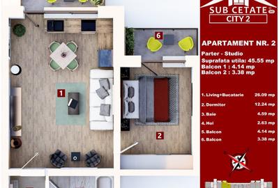 Studio de vanzare - Direct Dezvoltator Subcetate City 2 - 2