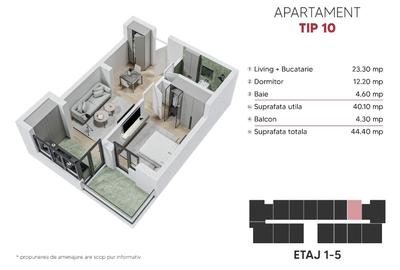 Apartament cu 2 camere decomandat în Popești-Leordeni - 10