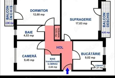 Apartament cu 3 camere decomandat în Ultracentral