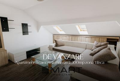 Apartament la mansarda cu 3 camere 100mp zona Tilisca