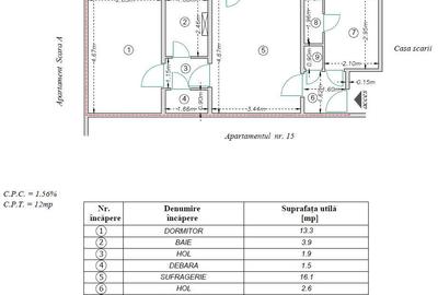 Apartament cu 2 camere semidecomandat, mobilat în Cornișa - 12