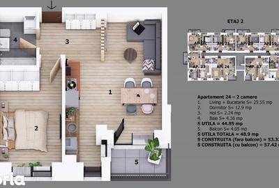 Apartament cu 2 camere în Central