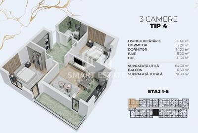 Apartament 3 Camere Generos - Proiect Nou - Comision 0%