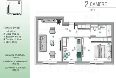 Apartament 2 camere -Parter- Izolatie Premium - City Nord 1 Decembrie - 7