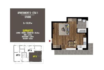 Apartament nou 1 camera, etaj 1, zona Terra, Floresti, Comision 0% - 12