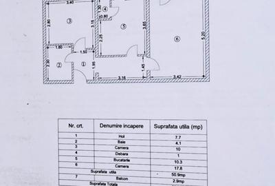 Etaj 2-Podul de Fier-Palatul de Justitie- 2 Camere Decomandat 53mp - 2