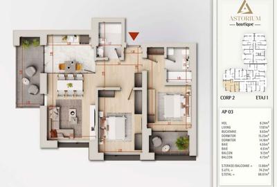 Apartament cu 3 camere nedecomandat în Cățelu