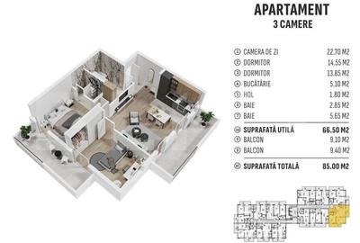 Apartament cu 3 camere în Central - 2