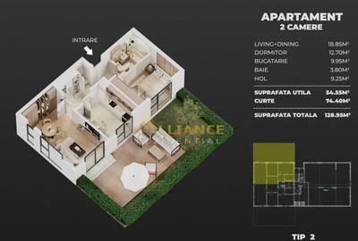 Apartament cu 2 camere semidecomandat în Central - 1