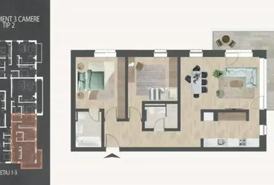 Apartament cu 3 camere decomandat în Theodor Pallady - 2