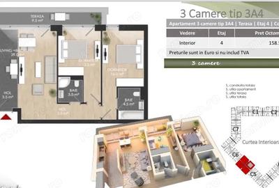 Apartament 3 camere spa?ios, amenajat, bloc nou, comision 0% - 1