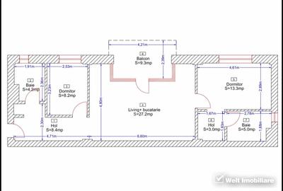 Apartament cu 3 camere semidecomandat, mobilat în Borhanci - 6
