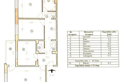 Apartament 3 camere decomandat, cu suprafa?a de 67 mp utili - 1