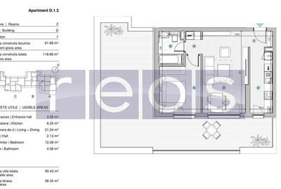 VANZARE APARTAMENT 2 CAMERE | STRAULESTI | 61MP | TERASA | COMPLEX NOU - 14