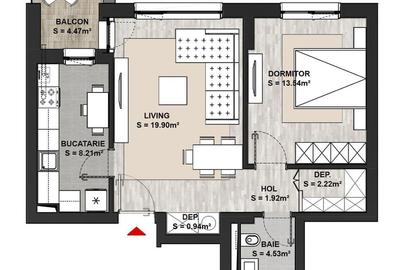 Apartament cu 2 camere în Dârste