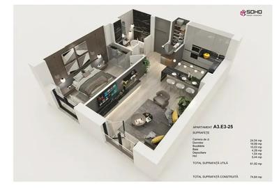 Apartament 2 camere, 62 utili, se accepta credit!