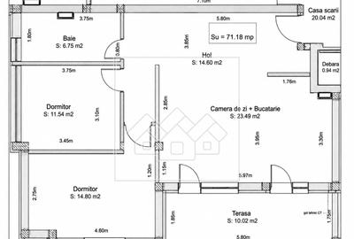 Apartament cu 3 camere în Terezian