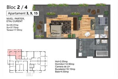 Apartament cu 2 camere decomandat în Sud - 1
