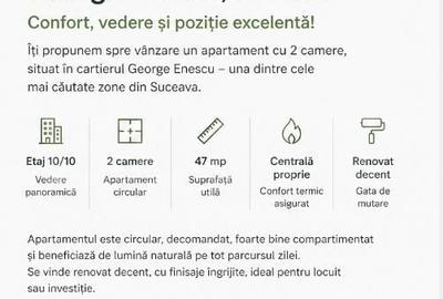 Apartament cu 2 camere decomandat în George Enescu