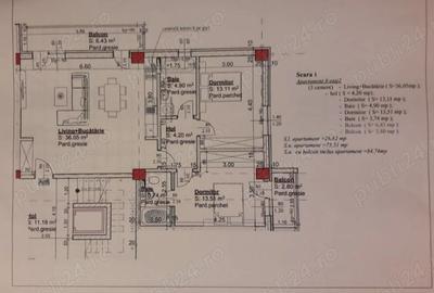 Vand apartament 3 camere, 1 mai, 85mp, 2019, lift - 1