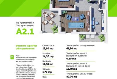 Apartamente noi cu 2 camere, finisate  in complex Green Residence - 2