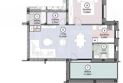 Apartament cu 2 camere semidecomandat în Moșnița Nouă
