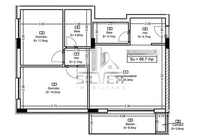 Apartament cu 3 camere/67mp/partial finisat/imobil calitativ/CF. - 2