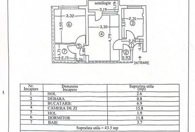 Apartament 2 camere, cf 1 semidec, etaj 4/4, Democratiei - 12