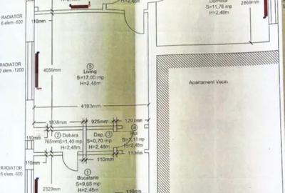 Apartament cu 2 camere nedecomandat în Ultracentral