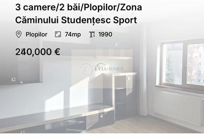 Apartament cu 3 camere decomandat, mobilat în Plopilor - 1