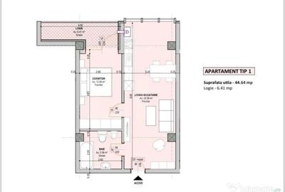 Apartament cu 2 camere semidecomandat în Central