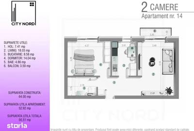Apartament cu 2 camere în Sud - 5