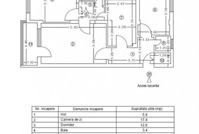 Apartament cu 3 camere semidecomandat în Central