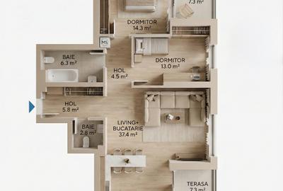 Apartament cu 3 camere în Bucureștii Noi - 5