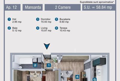 Apartament 2 Camere | 59mp | intrare Rosu la 100m de bd Uverturii | Bloc nou - 2