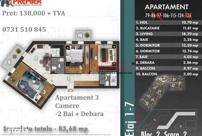 Apartament cu 3 camere decomandat în Metalurgiei - 1