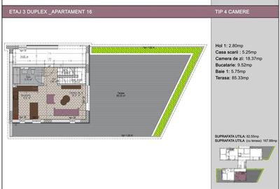 3 Camere nou DUPLEX Timpuri Noi cu Terasa 85.33 mp Finalizat 3 Camere nou DUPLEX Timpuri Noi cu Terasa 85.33 mp Finalizat - 3